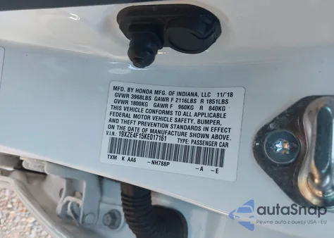 2019 Honda Insight Lx from USA, damaged, VIN 19XZE4F15KE017161